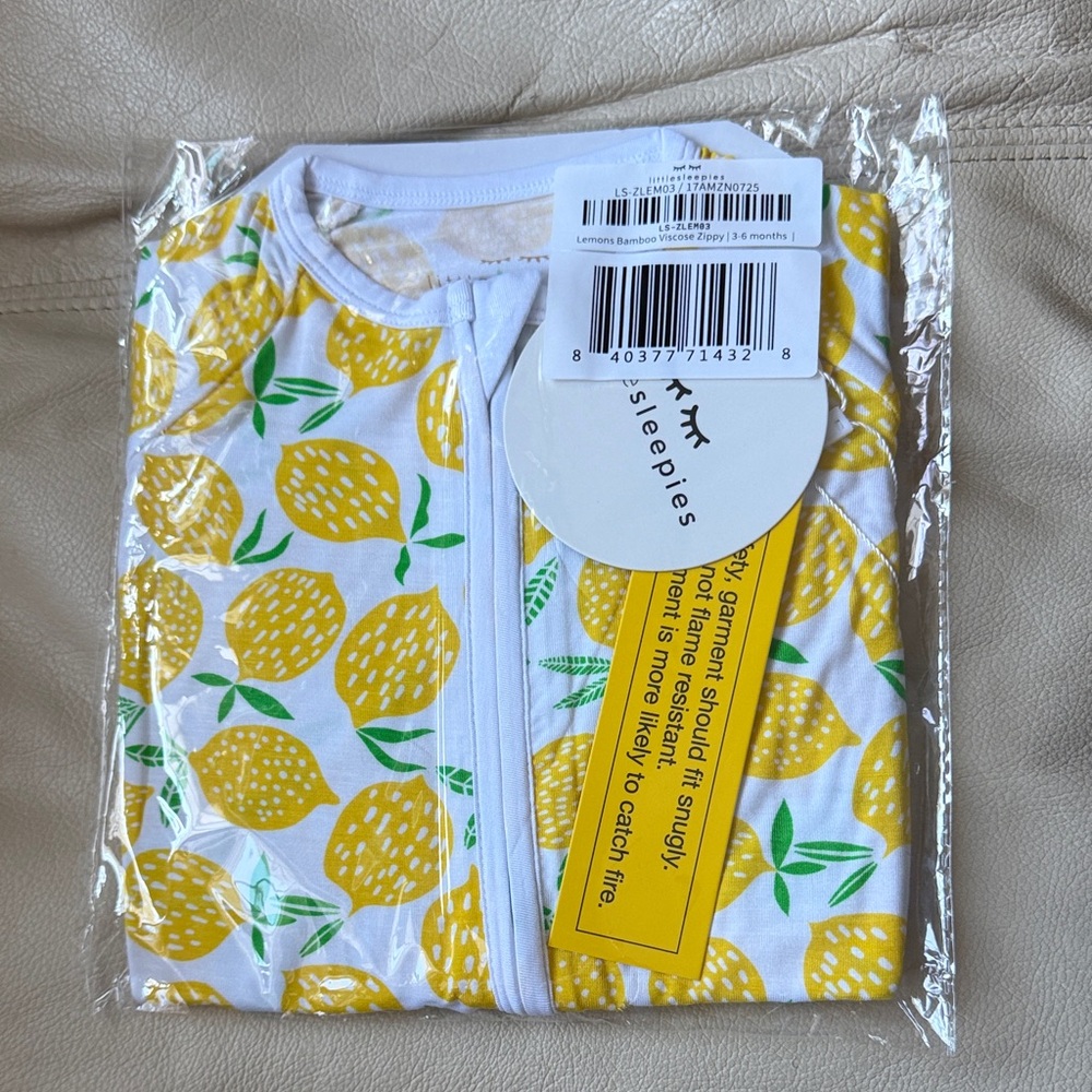 NEW WITH TAGS Little Sleepies Yellow Lemon Baby Sleepwear